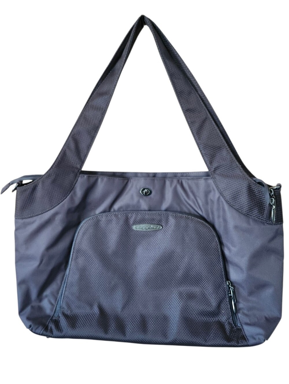 Baggallini Gray Avenue Tote Bag Nylon Large Travel Work Laptop Shoulder Bag